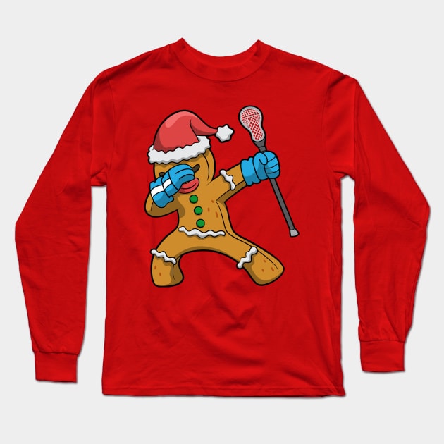 Lacrosse LAX Gingerbread Man Team Player Coach Long Sleeve T-Shirt by E